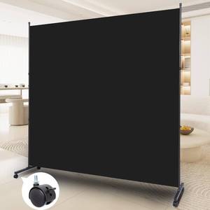 lot 131235 image: Room Divider Folding Privacy Screens with Wheels, 6FT Tall Divider for Room Separation, Movable Room Partitons and Dividers, Indoor Room Dividers Panel with Fabric (Black, 1 Panel-71 -Wheels)