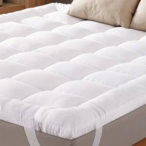 lot 131236 image: Ultra Soft Queen Mattress Topper - Cloud-Like Mattress Pad for Back Pain Relief - Breathable Cooling Material for Hot Sleepers, White