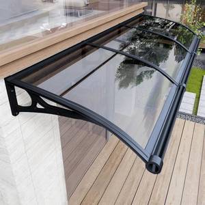 lot 131244 image: Retails for $111 Awning for Door Entrance, Window Awnings Exterior with Aluminum Bracket Polycarbonate Board, Patio Balcony Porch, UV Rain Snow Protection Gray 60x110cm24x43in