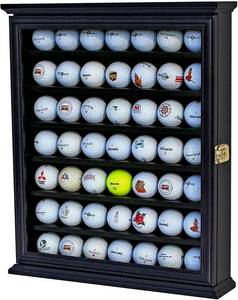 lot 131250 image: DisplayGifts 49 Golf Ball Display Case Cabinet Wall Rack Holder Frame with 98% UV Protection Acrylic Door Lockable, Great Golfers Gift Black Finish