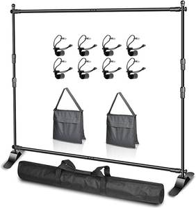 lot 131251 image: EMART Adjustable Photo Backdrop Banner Stand with 8 x 8ft (W x H) Telescopic Tubes, Suitable for Trade Shows, Professional Photography Booths, and Step and Repeat Background Displays