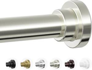 lot 131263 image: Shower Curtain Rod, 1 Diameter Heavy Duty Tension Shower Rod, Non Slip Adjustable 28-74 inch No Drill Shower Curtain Rods Spring Tension For Bathroom, Shower Stall, No Rust, Brushed Nickel