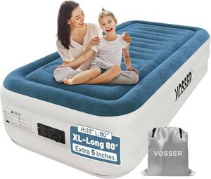 lot 231357 image: Twin Air Mattress with Built-in Pump,Fast & Easy InflationDeflation Inflatable Mattress, Foldable Blow Up Mattress with Storage Bag, Inflatable Bed for Home, Camping & Guests