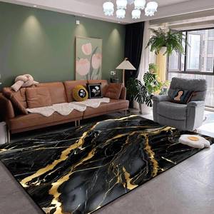 lot 231359 image: Black Marble Rugs for Bedroom 5x7 Feet Abstract Black and Gold Marble Area Rug Non Slip Washable Carpet Modern Floor Mat Doormat for Living Room Dining Room Dorm Kitchen Classroom