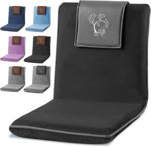 lot 231360 image: Japanese Meditation Floor Chair with Back Support for Adults - Premium Meditation Chair with Adjustable & Foldable Back for Seating, Yoga & Gaming   Folding Backjack Chairs with Backrest for Adults