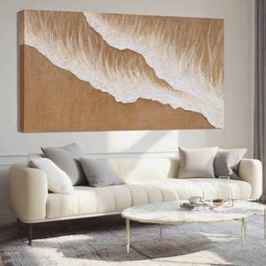 lot 231366 image: ZENPEE Brown Canvas Wall Art and White Ocean Unique Wall Decor Posters, Wall Hanging Decor for Dining Room or Living Room, 24 x 48
