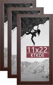 lot 331055 image: KTKDE 11x22 Poster Frame Woodgrain set of 3,11 by 22 Newspaper Frame with Polished Plexiglass,Studio Gallery Vertical & Horizontal Wall Hanging Large Picture Frame for Photos