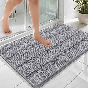 lot 331066 image: OLANLY Thick Bathroom Rugs 36x24, Extra Soft Absorbent Chenille Striped Bath Rugs, Rubber Backing, Machine Wash Dry, Bath Mats for Bathroom Floor, Tub and Shower, Home Decor Accessories, Grey