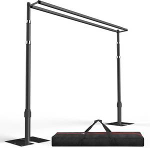 lot 331080 image: Retails for $240 EMART Backdrop Stand Heavy Duty 8.9x10Ft, Double Crossbar Pipe and Drape Photo Background Support Kit, Adjustable Metal Frame with Flat Base for Wedding Birthday Party Decorations-Black