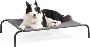 lot 331090 image: Bedsure Elevated Raised Cooling Cots Bed for Large Dogs, Portable Indoor & Outdoor Pet Hammock with Skid-Resistant Feet, Frame with Breathable Mesh, Grey, 49 inches Large (Pack of 1) Grey