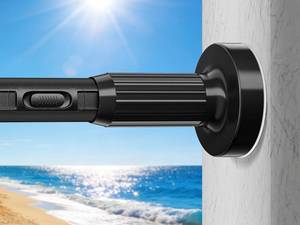 lot 431229 image: Tension Curtain Rod 41-157In-55Lb, Outdoor Extra Long Curtain Rod No Drilling for Window or Bathroom Patio, Adjustable Heavy Duty Shower Curtain Rod, Easy to Install, Never Rust, Non-Slip-Black