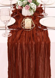 lot 431265 image: 3 Pack 120 Inch Terracotta Cheesecloth Table Runner Boho Rustic Gauze Sheer Romantic 10 FT Long Cheese Cloth Table Runner for Bridal Baby Shower Wedding Party Birthday Holiday Home Easter Decor