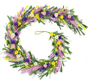 lot 431270 image: 6.5 Ft Spring Summer Garland Artificial Wildflower Lavender Daisy Wisteria Wreath Swags Vine Floral Wreath Garland Fake Flower Greenery Eucalyptus Garland for Wedding Arch Porch Table Farmhouse Decor