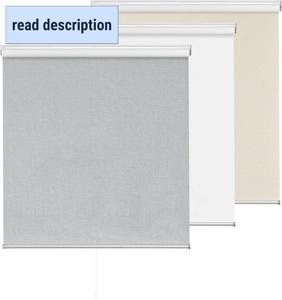 lot 131237 image: ChrisDowa Cordless 100% Blackout Roller Shade, with Striped Jacquard, Thermal Insulated, UV Protection Fabric, Total Blackout Blinds for Window, French Doors, Home and Office. Light Grey, 33W x 72H