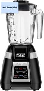 lot 431234 image: Retails for $260 Waring Commercial BB340 Blade 1 HP Blender, 2-Speed Key Pad with Pulse and 99 Second Countdown Timer , 48 oz BPA Free Copolyster Container, 120V, 5-15 Phase Plug, Black