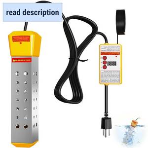 lot 431250 image: Immersion Water Heater, 2000W Portable Pool Warmer Built-in Thermostat, Bathtub Heater with auto Power Cut-Off & Protective Cover for Inflatable, Above Ground Pools, Buckets, Camping (Yellow)
