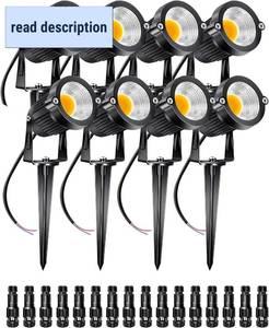 lot 431254 image: 5W Low Voltage Landscape Lights Outdoor 12V ACDC LED Landscape Lighting 3000K Warm White Waterproof Garden Spotlights 500LM COB Landscape Pathway Lights for Yard,Tree (8Pack with Connectors)