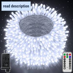 lot 431269 image: 1000 LED 328 FT Christmas Light Outdoor, 8 Lighting Modes White String Lights with Remote, Christmas Lights for Outside Classroom Wedding Party Decor