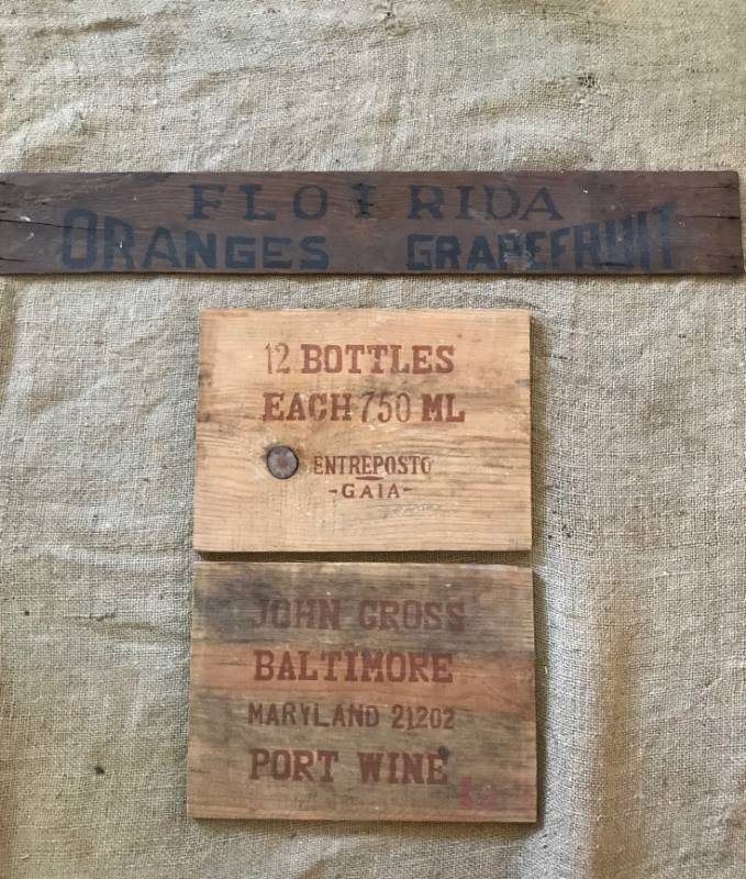 lot 2371 image: Vintage signs from box crates-set of 3