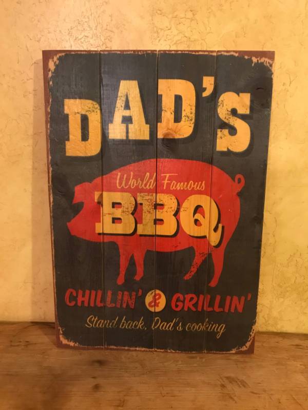 lot 2441 image: Dads BBQ Wood Wall DcorSign