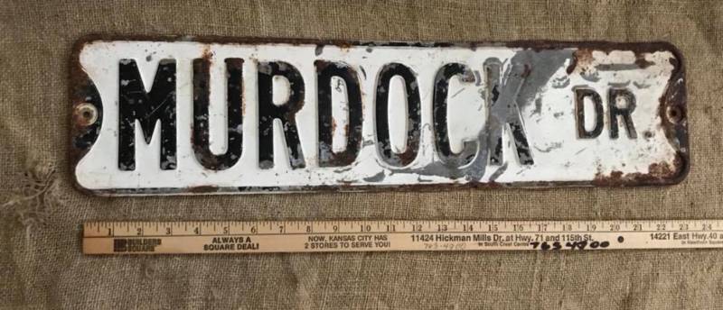 lot 2464 image: Murdock Street Metal Street Sign for wall dcor or upcycle project
