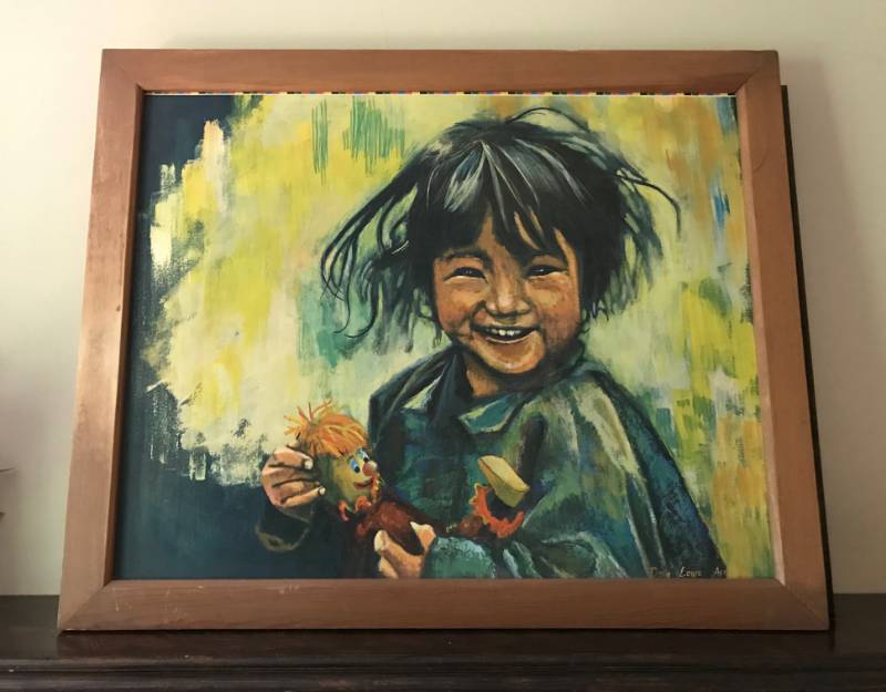 lot 2486 image: Framed Painting of smiling Girl