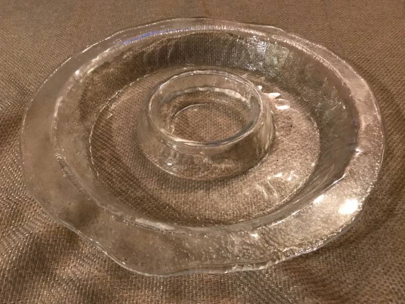 lot 2591 image: Glass Serving Dish with center for dipping