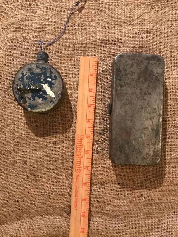lot 2675 image: Set of Rustic Vintage items--chalk line and tin box