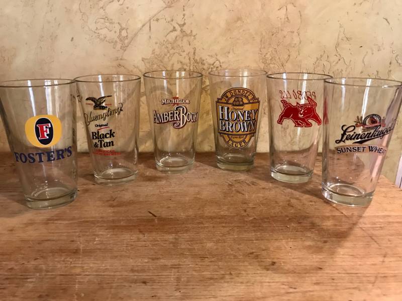 lot 2683 image: Set of Beer Glasses with Beer labels