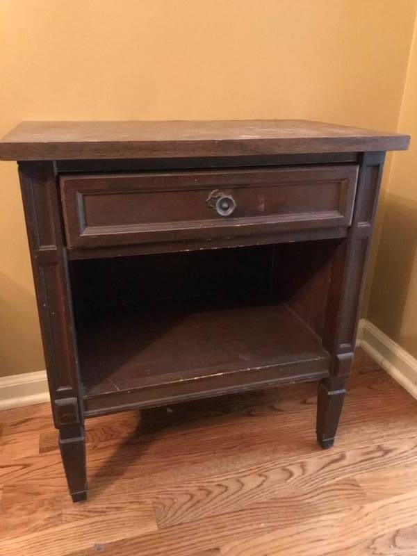 lot 2693 image: Dark Wood Night Standside stable with drawer and bottom shelf