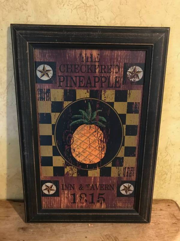 lot 2700 image: Wood Plank Wall Art-The Checkered Pineapple Inn & Tavern