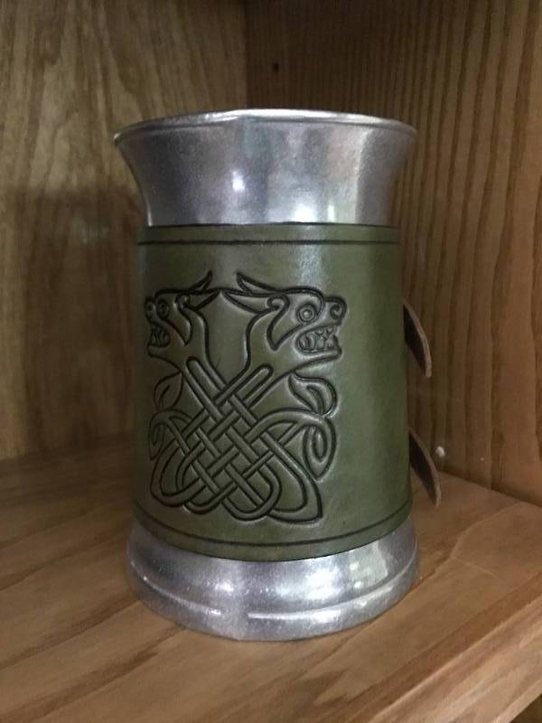 lot 2704 image: Beer Stein with Leather Wrap
