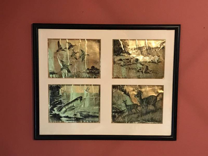 lot 2731 image: Framed Tin Hunting Prints
