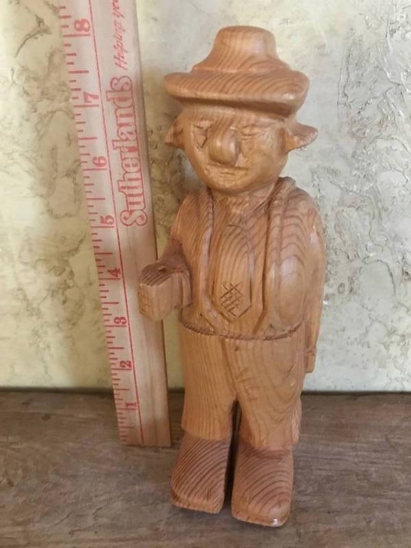 lot 2732 image: Hand Carved Wood Figure of Man