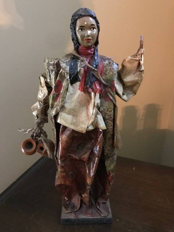 lot 2734 image: Vintage Folk-art paper Mache woman figurine-11