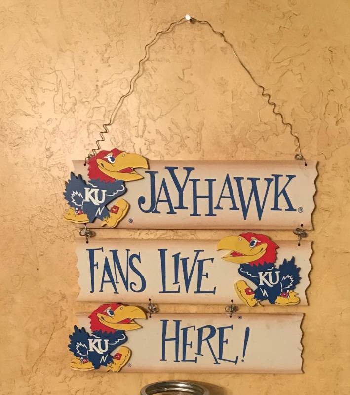 lot 2738 image: Kansas University (KU) Jayhawk Wall Dcor