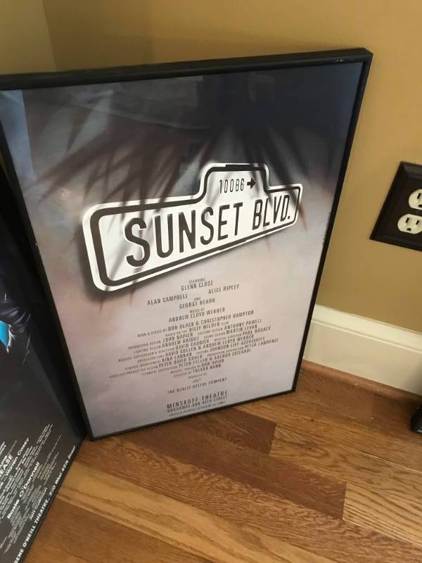 lot 2753 image: Sunset Blvd Musical Poster--framed 14 x 22 12