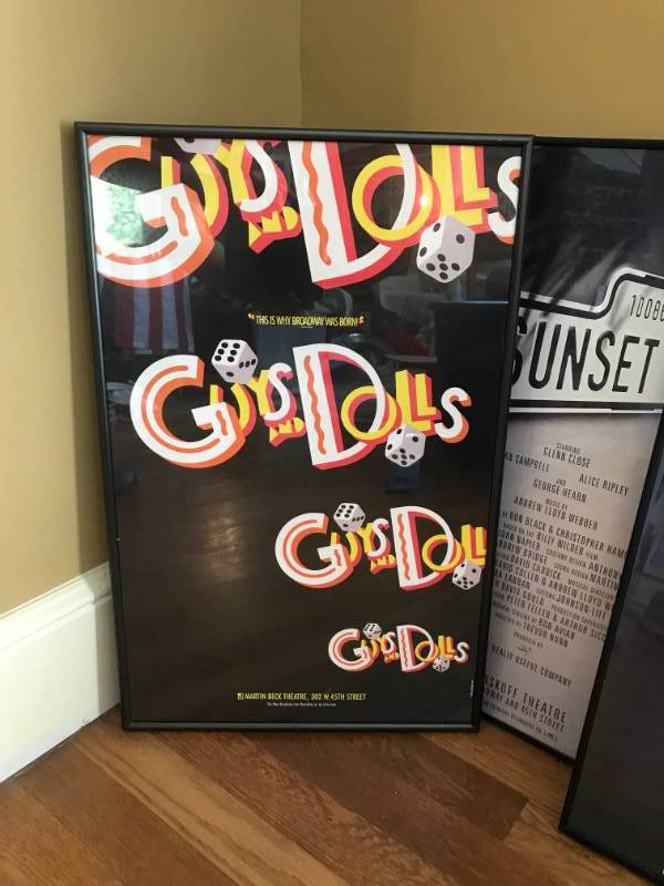 lot 2755 image: Guys and Dolls Musical Poster--framed 14 x 22 12