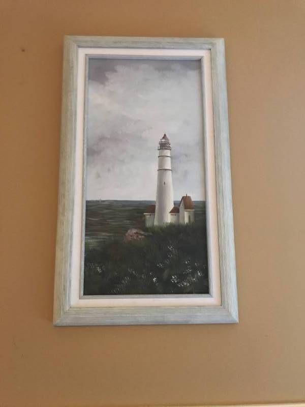 lot 2794 image: Framed Lighthouse Wall Dcor