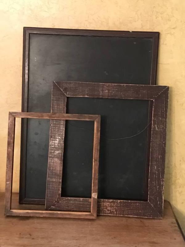 lot 2802 image: Rustic Chalk board and wood frames