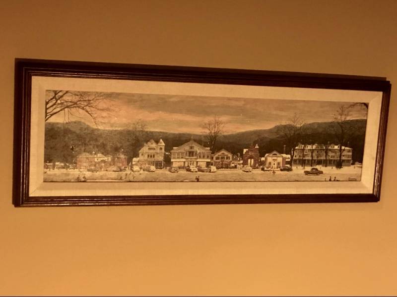 lot 2828 image: Framed Norman Rockwell Mainstreet of Stockbridge Massachusetts in the Winter