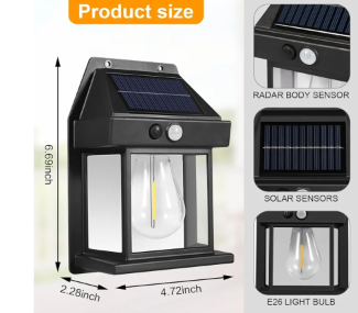 lot 3268 image: Solar Lights Outdoor, Dusk to Dawn Solar Wall Sconce Motion Sensor, 3 Lighting Modes Waterproof Security Wall Lantern Light Fixtures for Garden Yard Patio Fence Outside Decorative (2PCS)