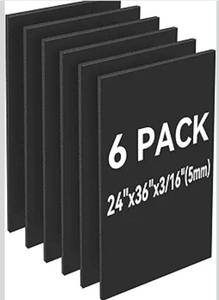 lot 4004 image: 6 Pack Black Foam Board 24x36, 316 Thick Foam Core Board for Projects, Black Poster Board for Painting, Displaying, and Craft Projects