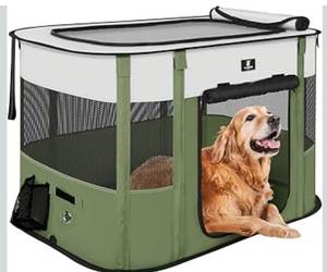 lot 4006 image: ZONE PET Dog Playpen, Puppy Cat Play Pen Portable Foldable IndoorOutdoor Tent Crate Cage, Portable Pet Crate Small Size Green 30