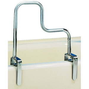 lot 4016 image: Carex Tri-Grip Bathtub Safety Rail Grab Bar with Chrome Finish  200 lb Weight Capacity