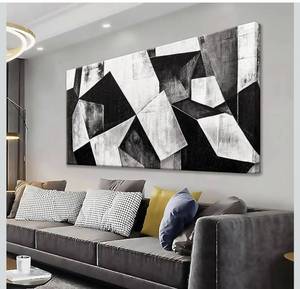 lot 4018 image: TAIJXAGSG Canvas Art Wall Decor Color Block Line Art Prints Black And White Geometric Color Block Art Painting Modern Artwork Decorations For Living Room Pictures For Bedroom Wall Decor 24x48 In