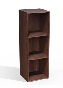 lot 4047 image: 3 Cube Storage Organizer, 3Tier Cube Low Bookcase Freestanding Storage Display Organizer, Three-Cubes Open Shelf Bookshelf for Home Office (Dark Walnut,Black Waln