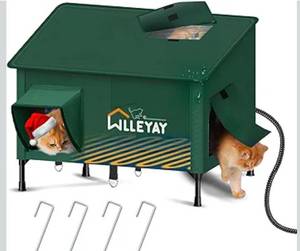 lot 4054 image: Extra Large Size Heated Cat House for Outside Winter,Weatherproof Outdoor Cat Shelter with Safe Escape Door and Roof Window, Insulated & Elevated Warm Cat Shelter for Feral Cat Multiple Stray Kitty