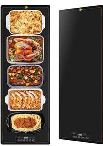 lot 4055 image: Food Warming Tray for Parties Buffet, 40x14 Extra Large Long Glass Top Electric Warmer Mat with 9 Temp Settings and Timer, Buffet Servers and Warmers, Food Heater Hot Plate for Catering Gathering