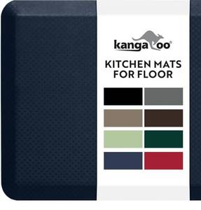 lot 4058 image: KANGAROO Thick Ergonomic Anti Fatigue Mats for Kitchen Floor, 48x20, Cushioned Standing Office Desk Mat, Waterproof Scratch Resistant Topside, Supportive All Day Comfort Padded Foam Rugs, Navy